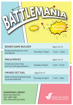 School Holiday Activity at Narromine Library - Board Game Builder