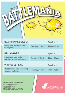 School Holiday Activity at Narromine Library - Vikings Set Sail